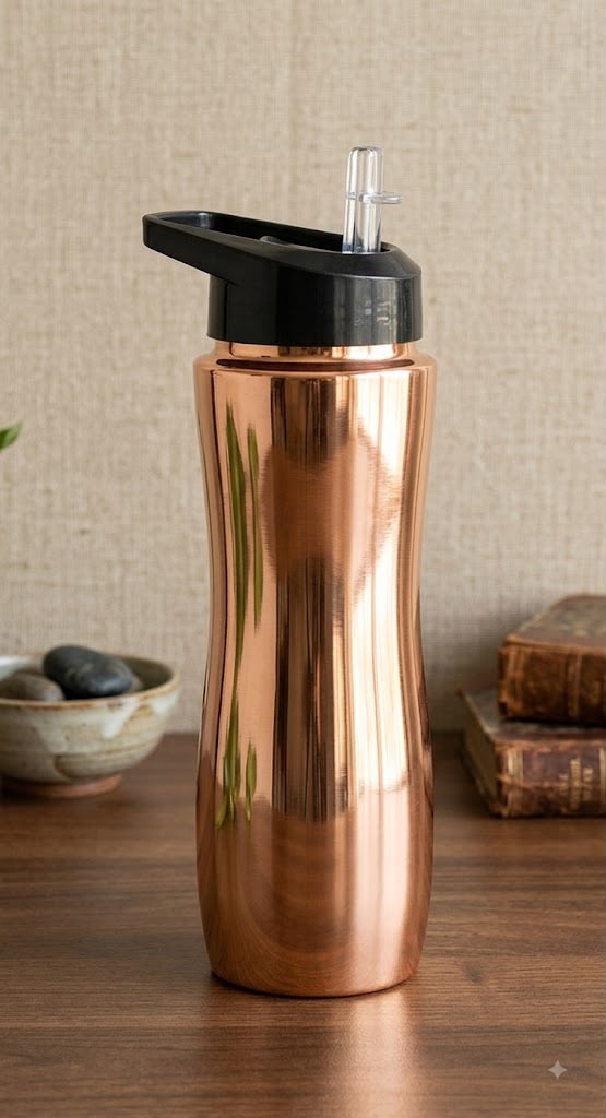 Certified Pure Copper Lacquer Coated Curve Sipper - 1000ML